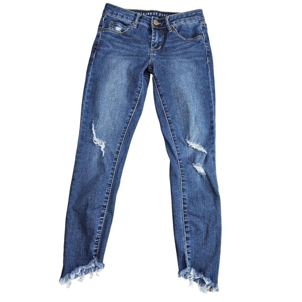 Articles Of Society Skinny Jeans Womens 24 Blue Mid Rise‎ Distressed